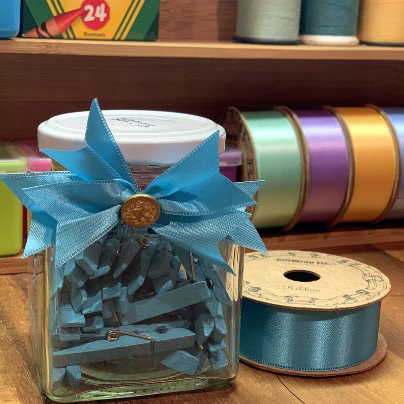 GiftWrap Etc. شريط زينة من قماش الساتان بألوان الباستيل - 1" × 10 ياردات، مجموعة من 6، 60 ياردة إجمالاً، وردي، أزرق فاتح، لافندر، تركواز، أصفر فاتح، زينة الربيع، إكليل، أربطة هدايا، ألوان باستيل، عيد الميلاد، عيد الفصح - Image 5